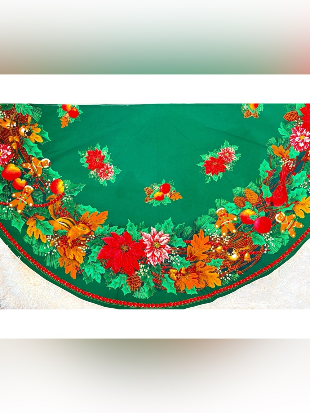 Vintage Handmade Cranston Gingerbread Man Christmas Buffet Tablecloth Runner 58”